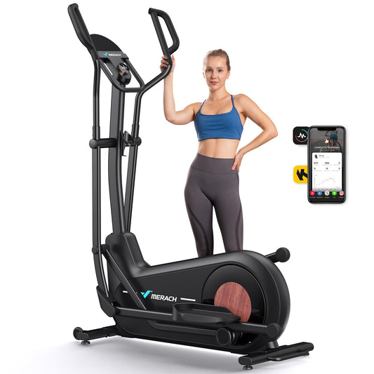 MERACH Crosstrainer, selbstgenerierend & umweltfreundlich – 47 cm Schrittlänge, 16 Magnetwiderstandsstufen, App-kompatibel, bis 160 kg belastbar