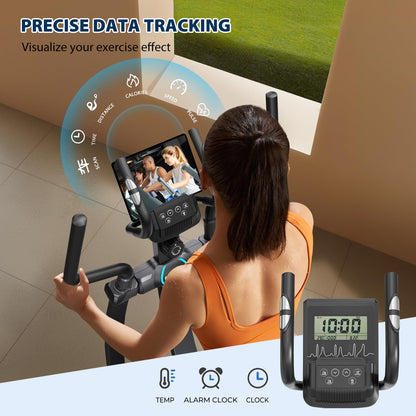 Dripex Crosstrainer mit 16 Widerstandsstufen, 8 kg Schwungrad, 15,3" Schrittlänge, LCD-Monitor, Pulssensor & Gerätehalter – leise & effizient für Zuhause.