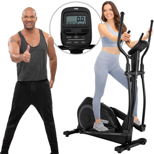 Miweba Sports MC500 Crosstrainer mit LCD, leiser Heimtrainer für Zuhause, 7 kg Schwungmasse, bis 120 kg, Ergometer Stepper, Schwarz