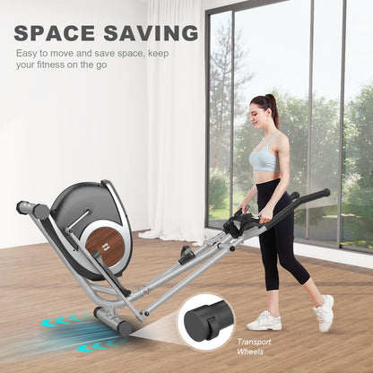 Magnetischer Crosstrainer mit 16 Widerstandsstufen, ultraleiser Ellipsentrainer für Zuhause, LCD-Monitor, Flaschenhalter, 120KG Belastbarkeit (Silber)