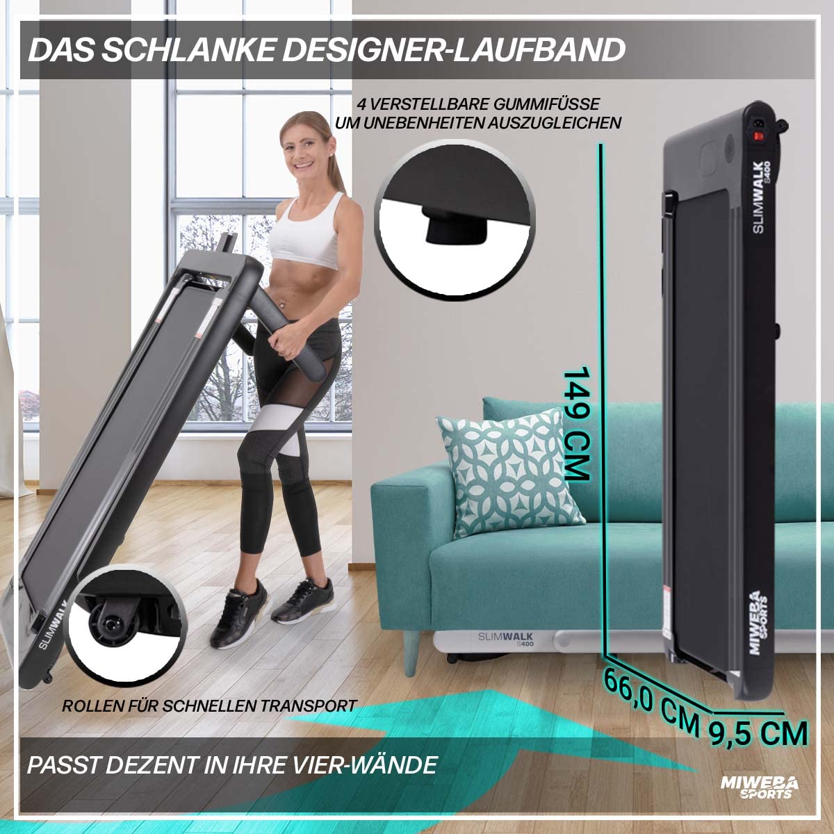 Miweba Sports MC500 Crosstrainer mit LCD, leiser Heimtrainer für Zuhause, 7 kg Schwungmasse, bis 120 kg, Ergometer Stepper, Schwarz