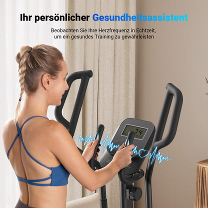 MERACH Crosstrainer für Zuhause, 47 cm Schrittlänge, leiser Magnetwiderstand, 8 Stufen, App-kompatibel, bis 160 kg belastbar