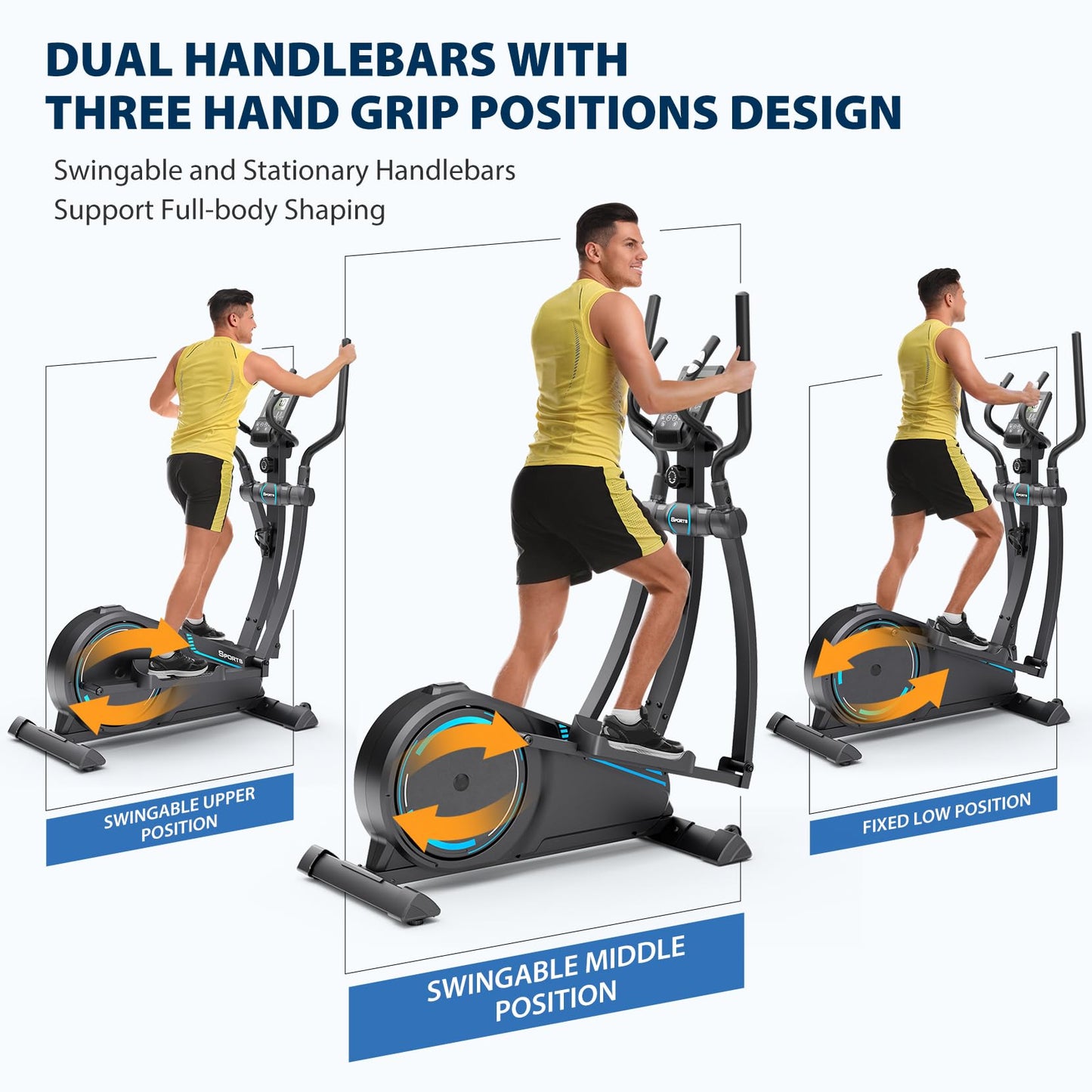 Dripex Crosstrainer mit 16 Widerstandsstufen, 8 kg Schwungrad, 15,3" Schrittlänge, LCD-Monitor, Pulssensor & Gerätehalter – leise & effizient für Zuhause.