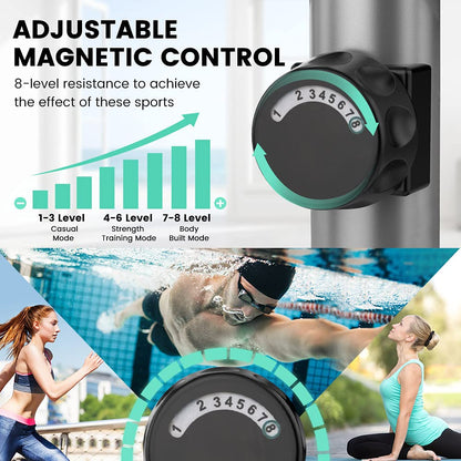 Dripex Crosstrainer für Zuhause, 8 Widerstandsstufen, 6 kg Schwungrad, leise & kompakt, mit Pulssensor, LCD-Monitor, Gerätehalter & Transportrollen.