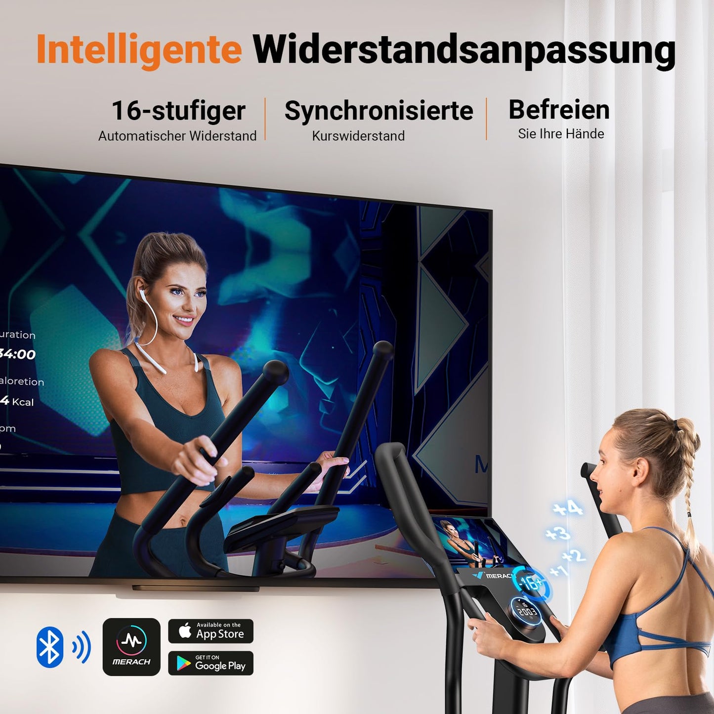 MERACH Crosstrainer, selbstgenerierend & umweltfreundlich – 47 cm Schrittlänge, 16 Magnetwiderstandsstufen, App-kompatibel, bis 160 kg belastbar