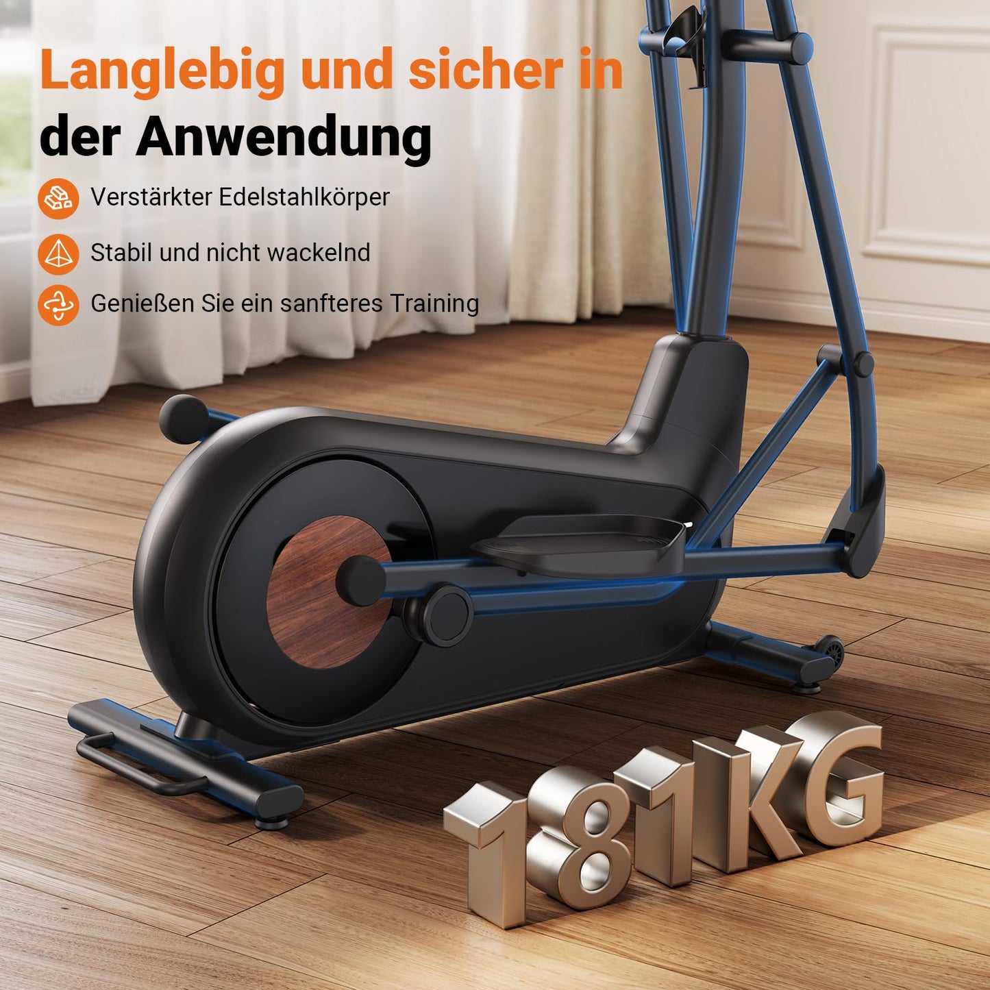 MERACH Crosstrainer, selbstgenerierend & umweltfreundlich – 47 cm Schrittlänge, 16 Magnetwiderstandsstufen, App-kompatibel, bis 160 kg belastbar