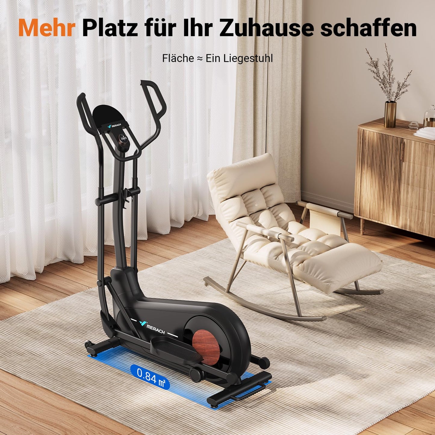 MERACH Crosstrainer, selbstgenerierend & umweltfreundlich – 47 cm Schrittlänge, 16 Magnetwiderstandsstufen, App-kompatibel, bis 160 kg belastbar