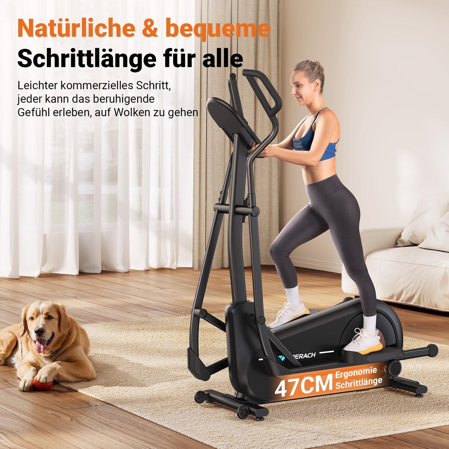 MERACH Crosstrainer, selbstgenerierend & umweltfreundlich – 47 cm Schrittlänge, 16 Magnetwiderstandsstufen, App-kompatibel, bis 160 kg belastbar