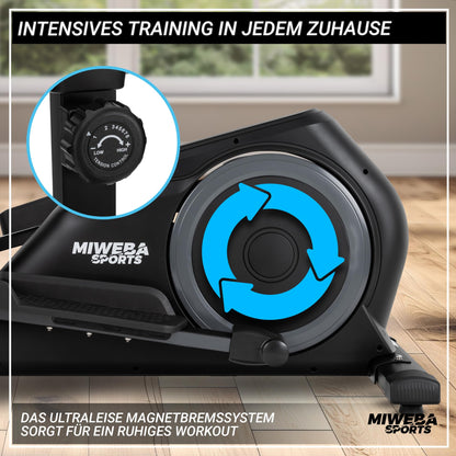 Miweba Sports MC500 Crosstrainer mit LCD, leiser Heimtrainer für Zuhause, 7 kg Schwungmasse, bis 120 kg, Ergometer Stepper, Schwarz