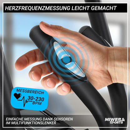Miweba Sports MC500 Crosstrainer mit LCD, leiser Heimtrainer für Zuhause, 7 kg Schwungmasse, bis 120 kg, Ergometer Stepper, Schwarz
