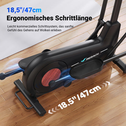MERACH Crosstrainer für Zuhause, 47 cm Schrittlänge, leiser Magnetwiderstand, 8 Stufen, App-kompatibel, bis 160 kg belastbar